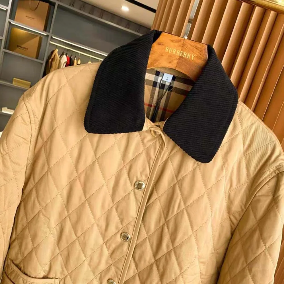 Burberry Corduroy Collar Diamond Quilted Jacket for Women