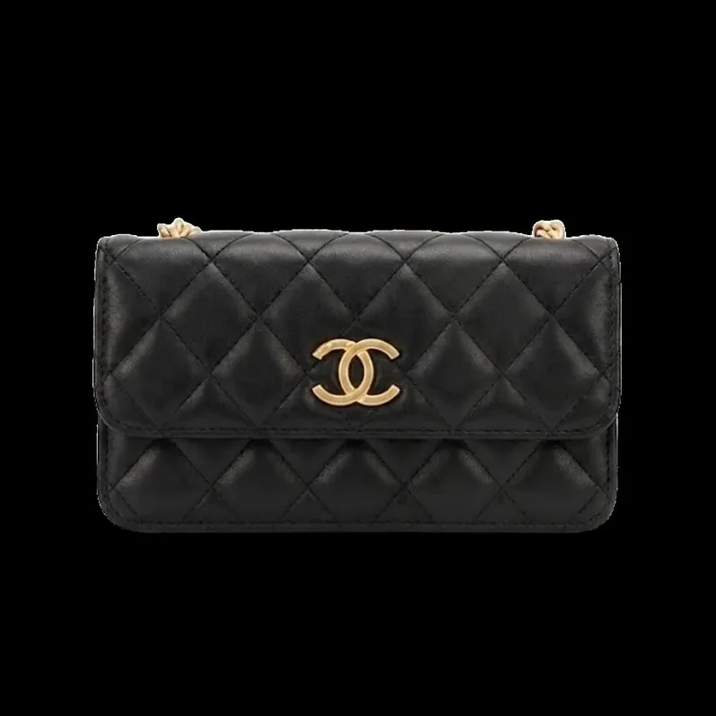 Chanel Wallet With Strap in Black Gold Hardware Chanel Wallet With Strap in Black Gold Hardware