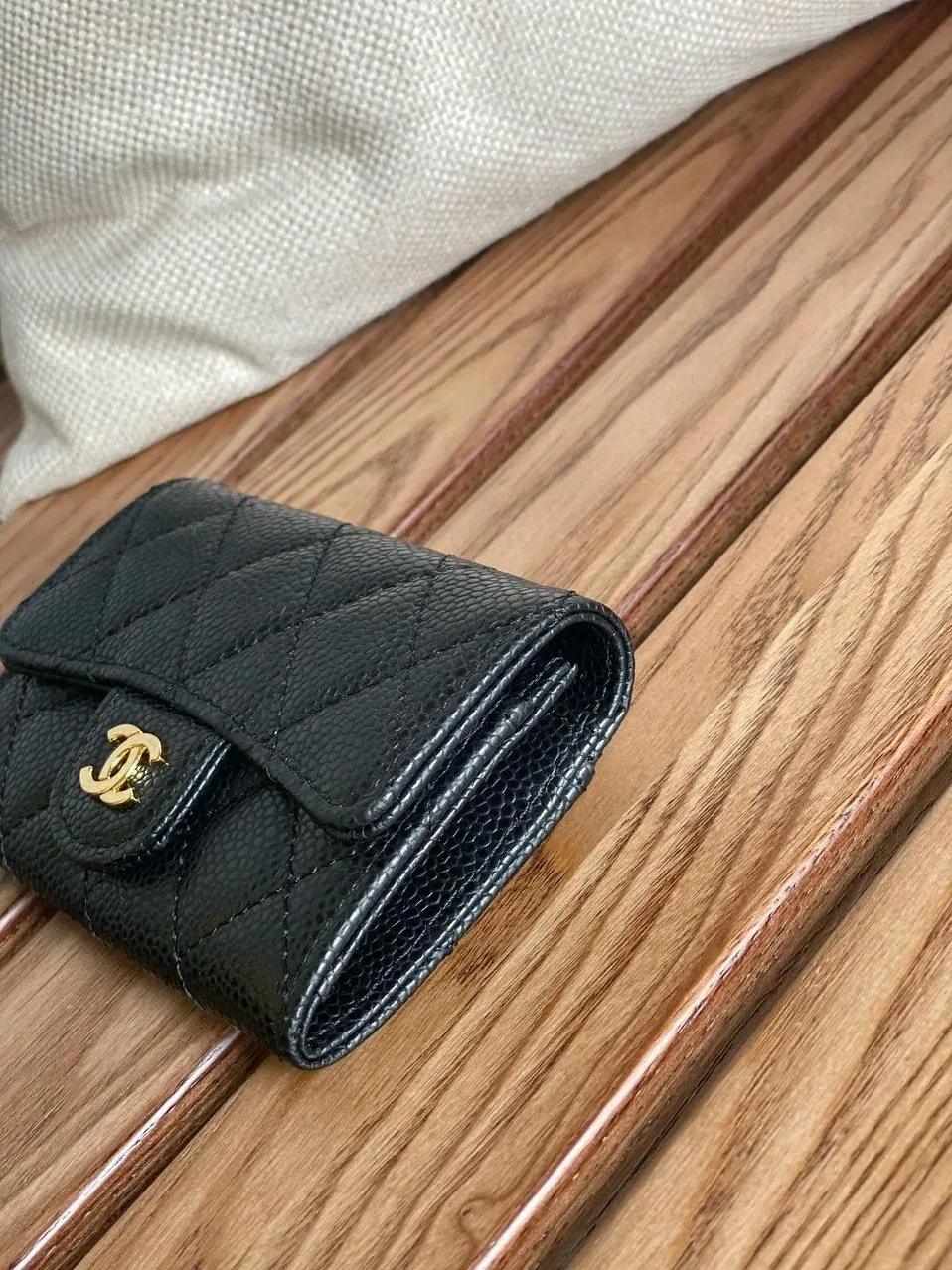 Chanel Classic Card Holder Gold Black Chanel Classic Card Holder Gold Black