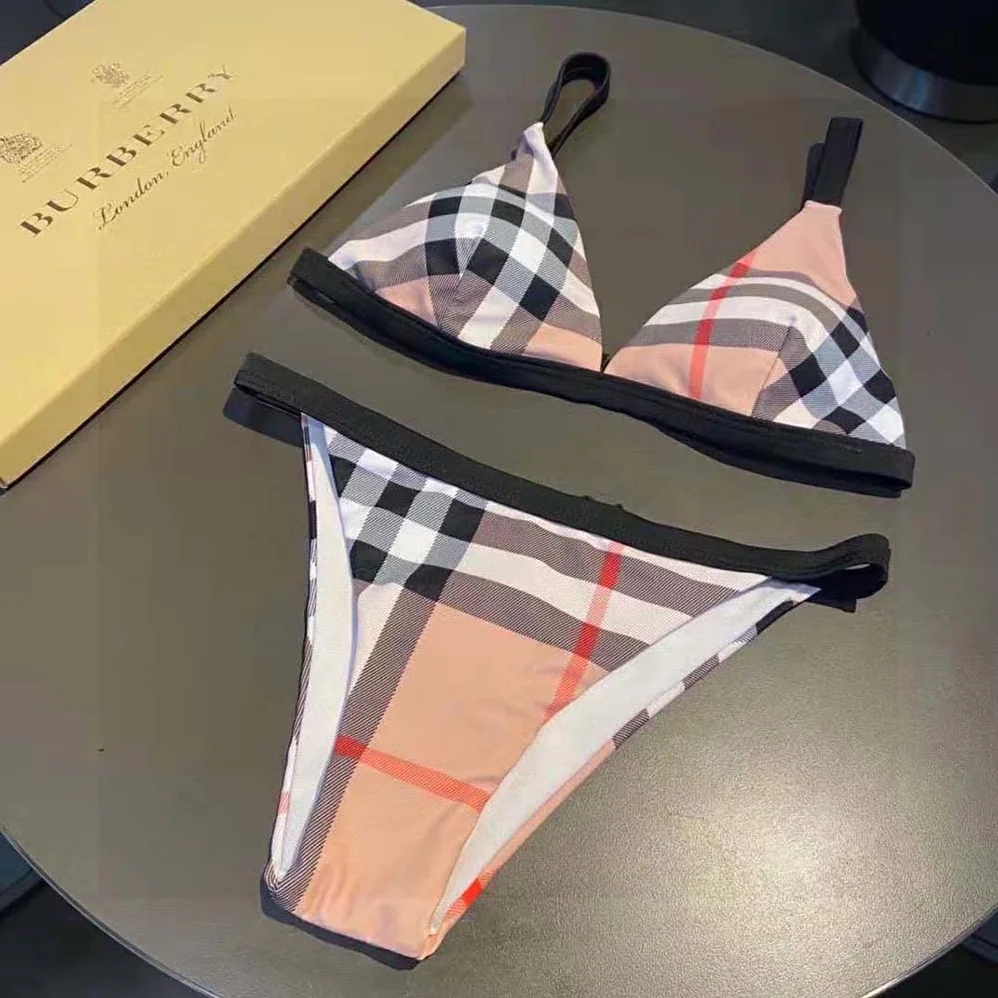 Burberry Exaggerated Check Triangle Bikini for Women Burberry Exaggerated Check Triangle Bikini for Women