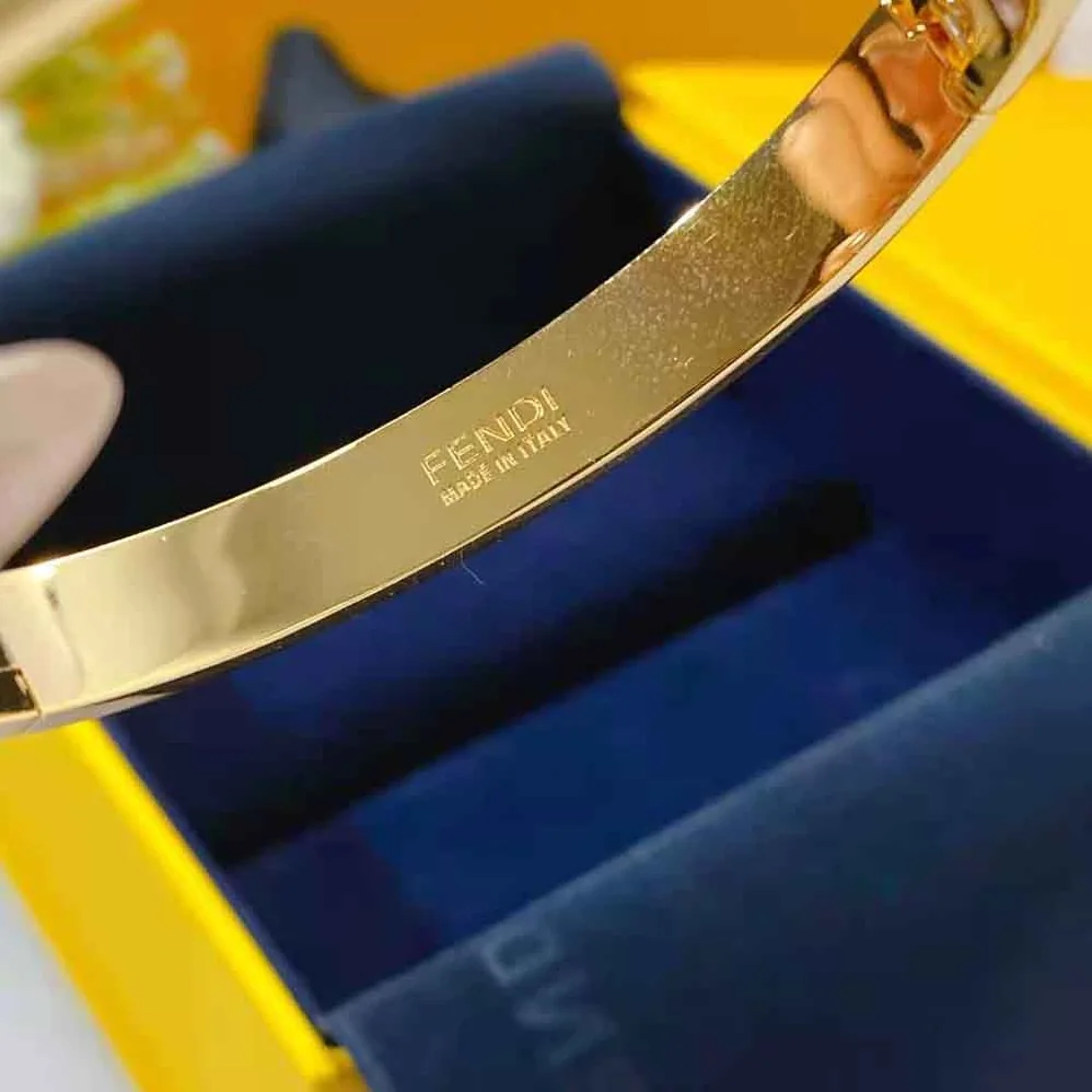 Fendi Stiff Narrow-Band FF Bracelet Gold for Women in colored Fendi Stiff Narrow-Band FF Bracelet Gold for Women in colored