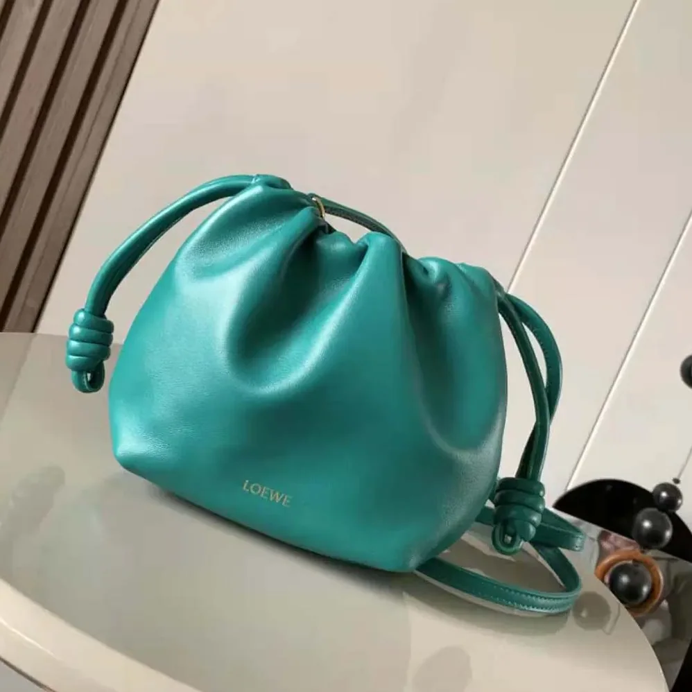 Loewe Mini Flamenco Purse Bag in Mellow Nappa Lambskin for Women in Emerald Green Loewe Mini Flamenco Purse Bag in Mellow Nappa Lambskin for Women in Emerald Green
