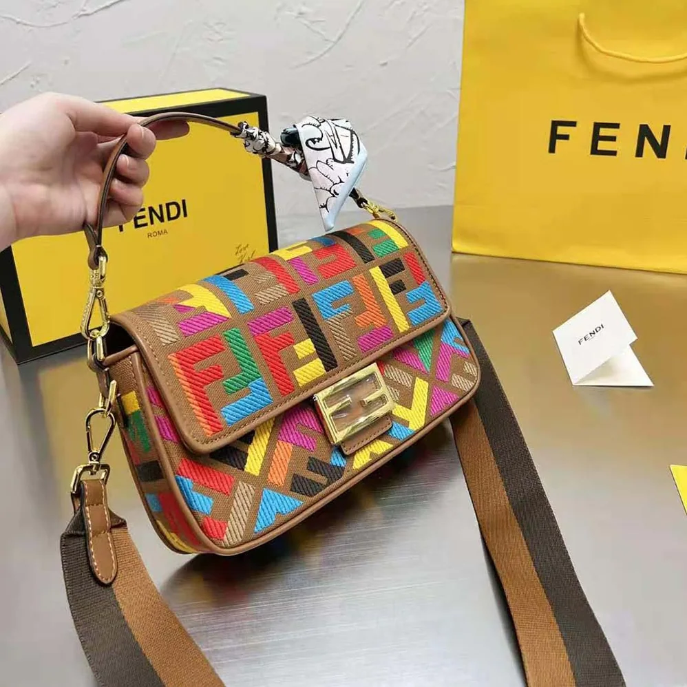 Fendi Baguette Multicolor FF Canvas Bag for Women