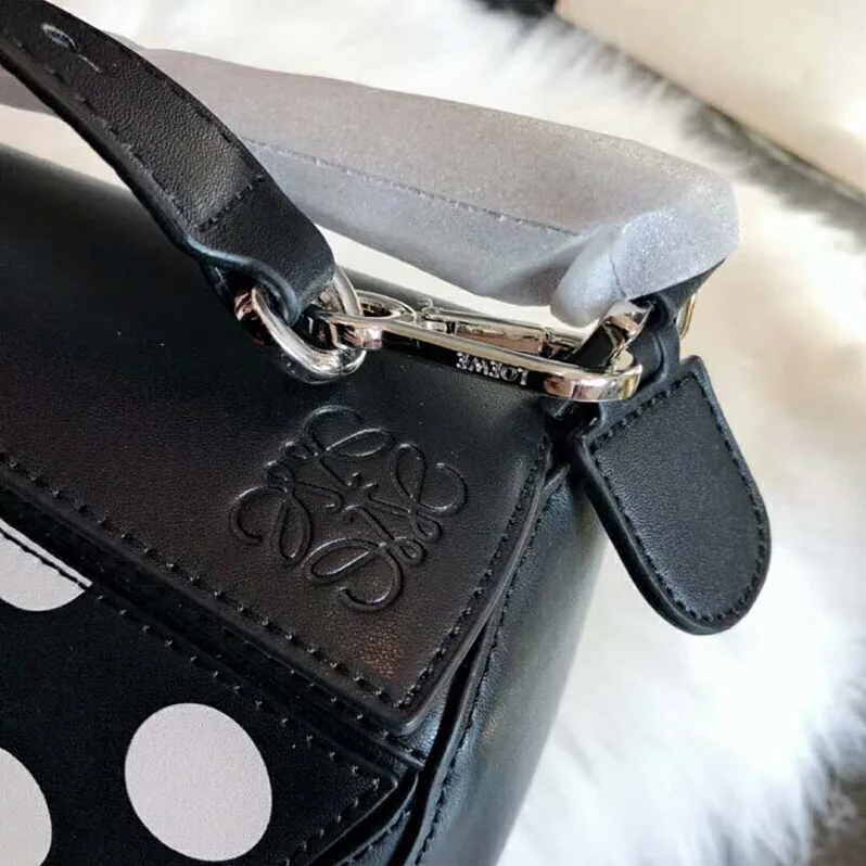 Loewe Puzzle Dots Bag Black for Women in Greige
