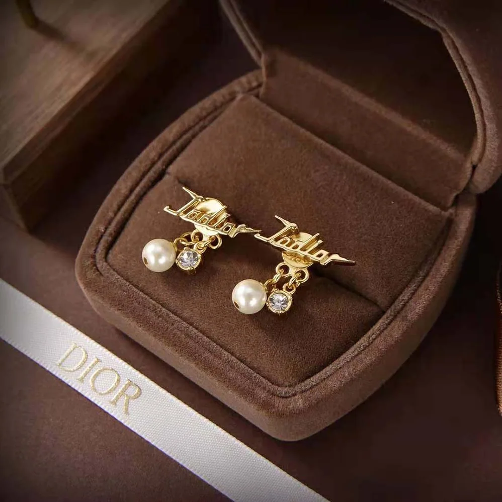 Dior J'Adior Earrings Gold-Finish Metal and White Resin Pearls for Women Dior J'Adior Earrings Gold-Finish Metal and White Resin Pearls for Women