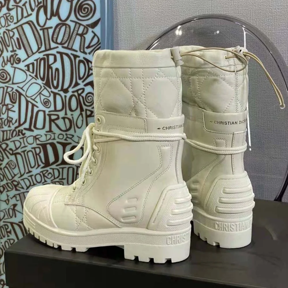 Dior Dioriron Ankle Boot White Quilted Cannage Calfskin for Women Dior Dioriron Ankle Boot White Quilted Cannage Calfskin for Women