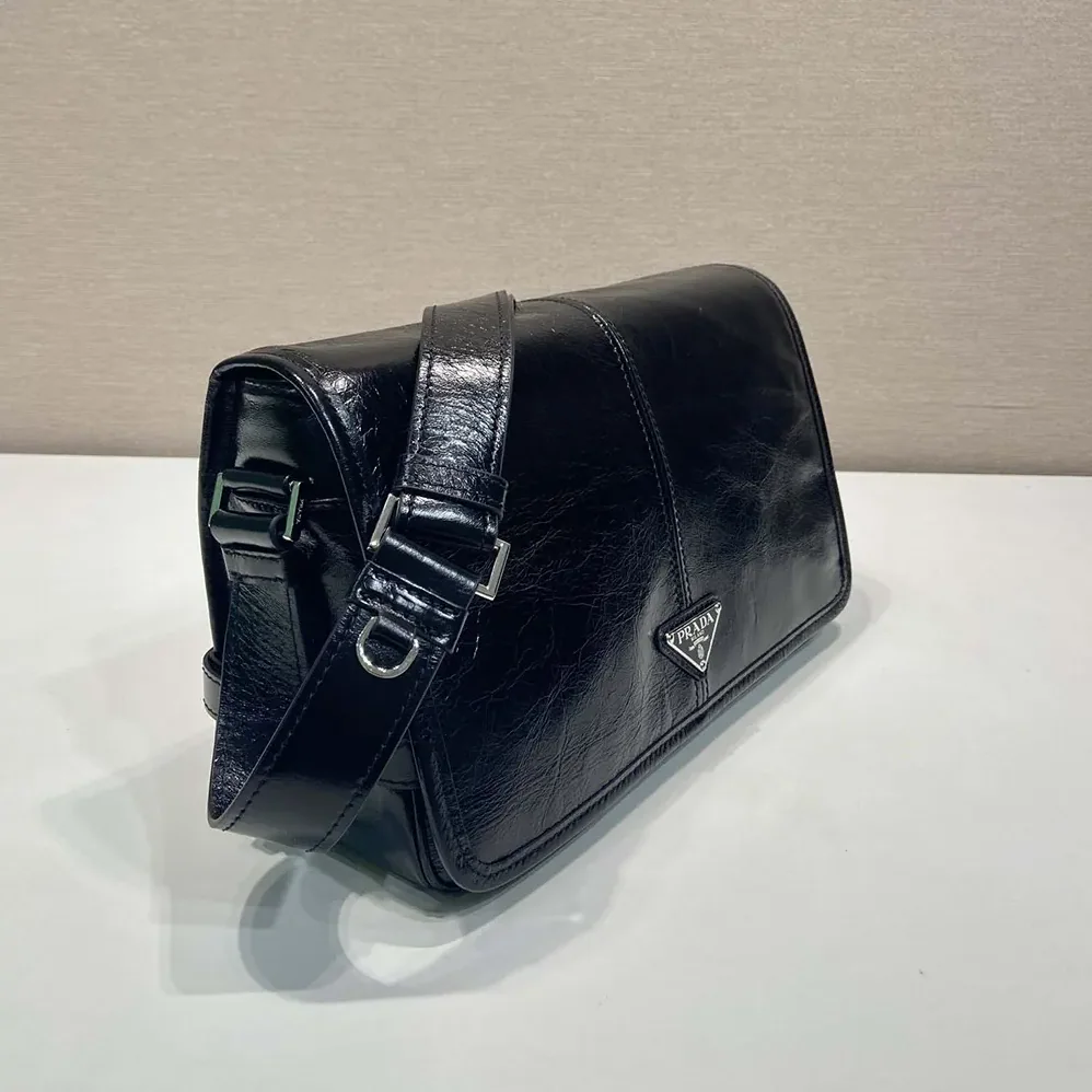Prada Leather Shoulder Bag for Women in Black