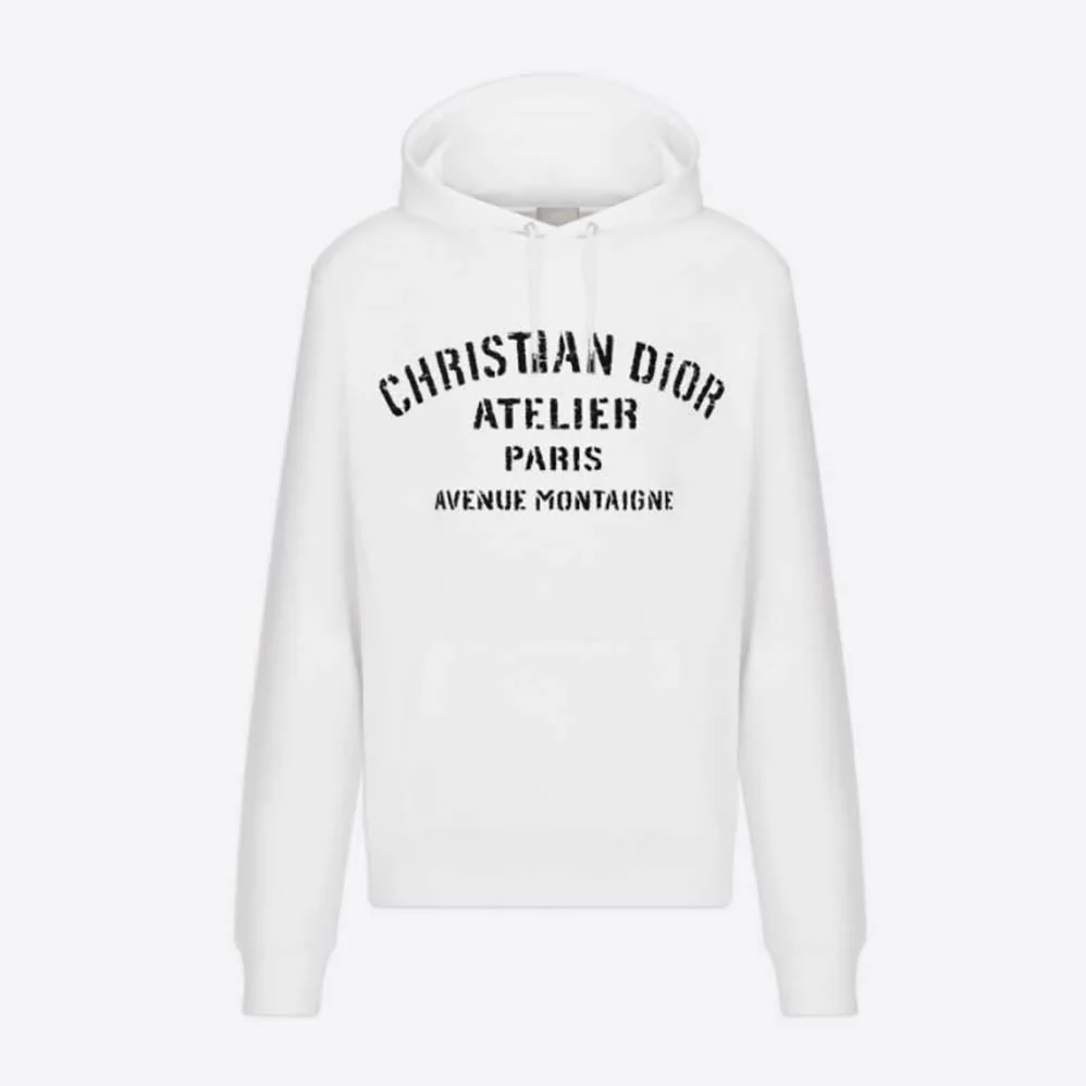Dior Oversized Christian Dior Atelier Hooded Sweatshirt White Cotton Fleece for Women Dior Oversized Christian Dior Atelier Hooded Sweatshirt White Cotton Fleece for Women
