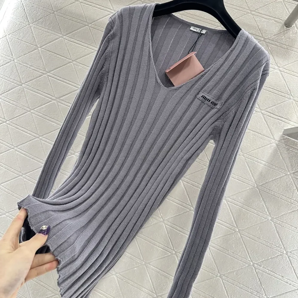 Miu Miu Wool And Cashmere V for Women in Neck Sweater