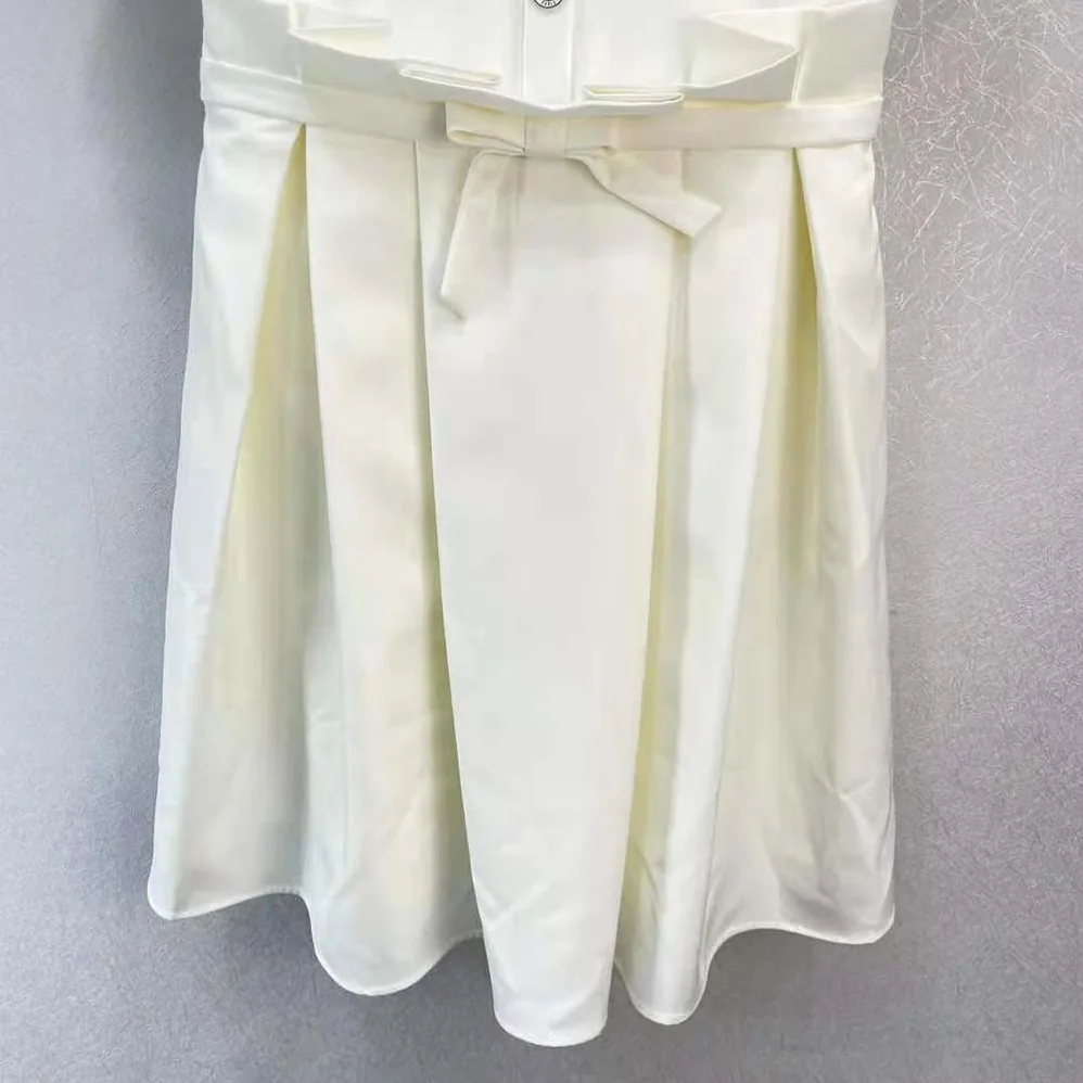 Dior Short Flared Dress White Wool and Silk for Women Dior Short Flared Dress White Wool and Silk for Women