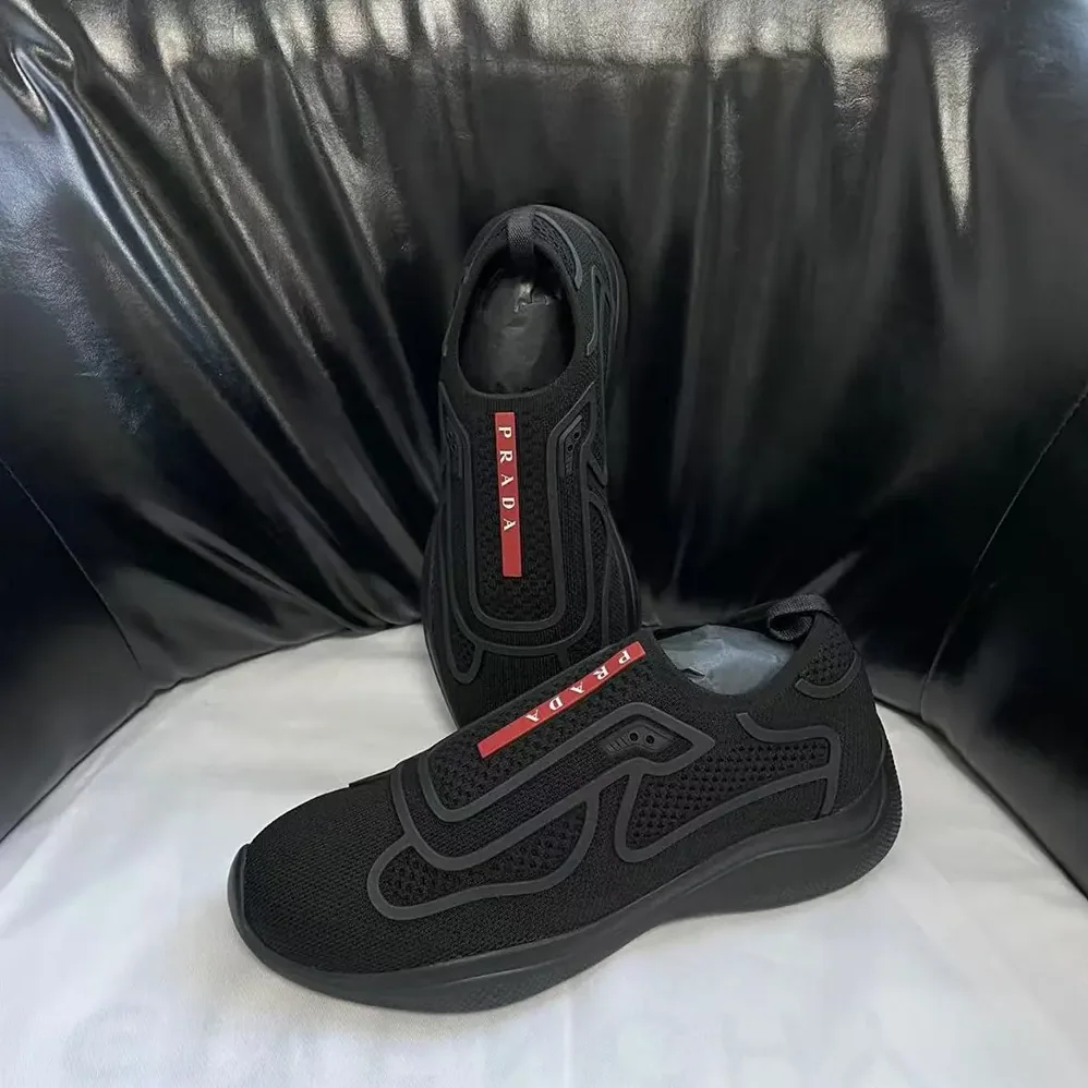 Prada Americas Cup Knit Slip-On for Men in Black