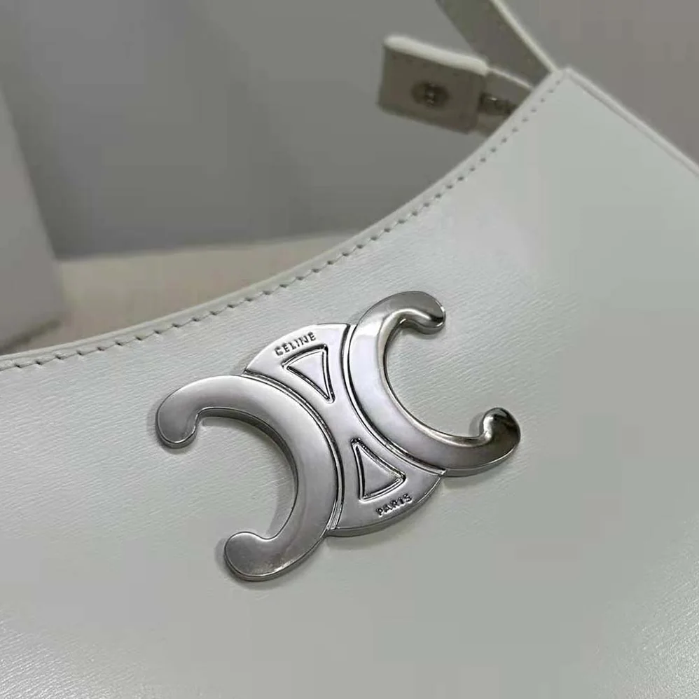 Celine Medium Tilly Bag in Shiny Calfskin for Women in White
