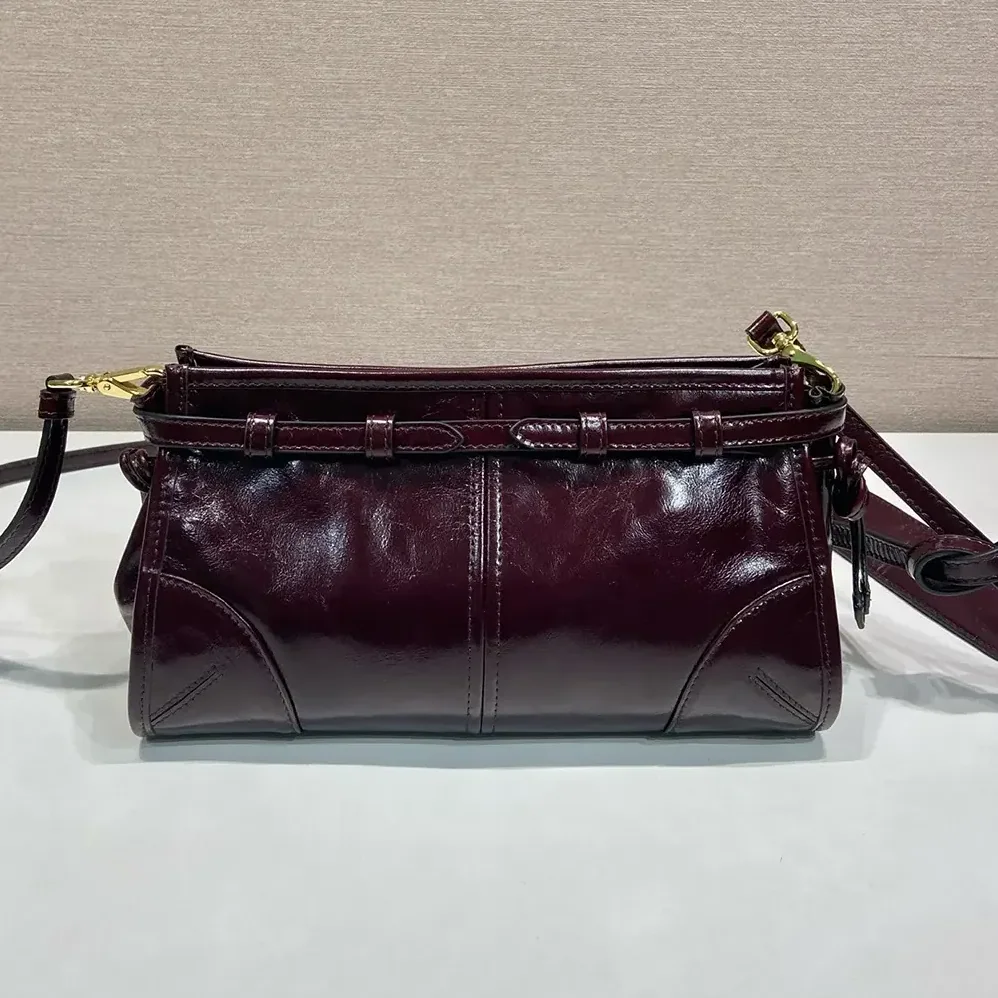 Prada Bonnie Small Leather Shoulder Bag for Women in Maroon Prada Bonnie Small Leather Shoulder Bag for Women in Maroon