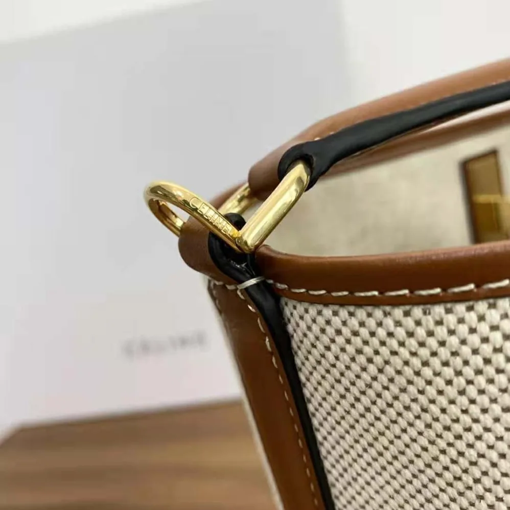 Celine Bucket 16 Bag in Textile and Calfskin for Women Celine Bucket 16 Bag in Textile and Calfskin for Women