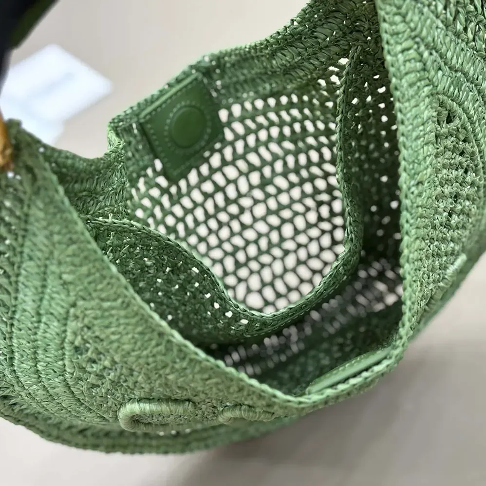 Chloe Summer Banana Hobo Bag In Raffia for Women in Green