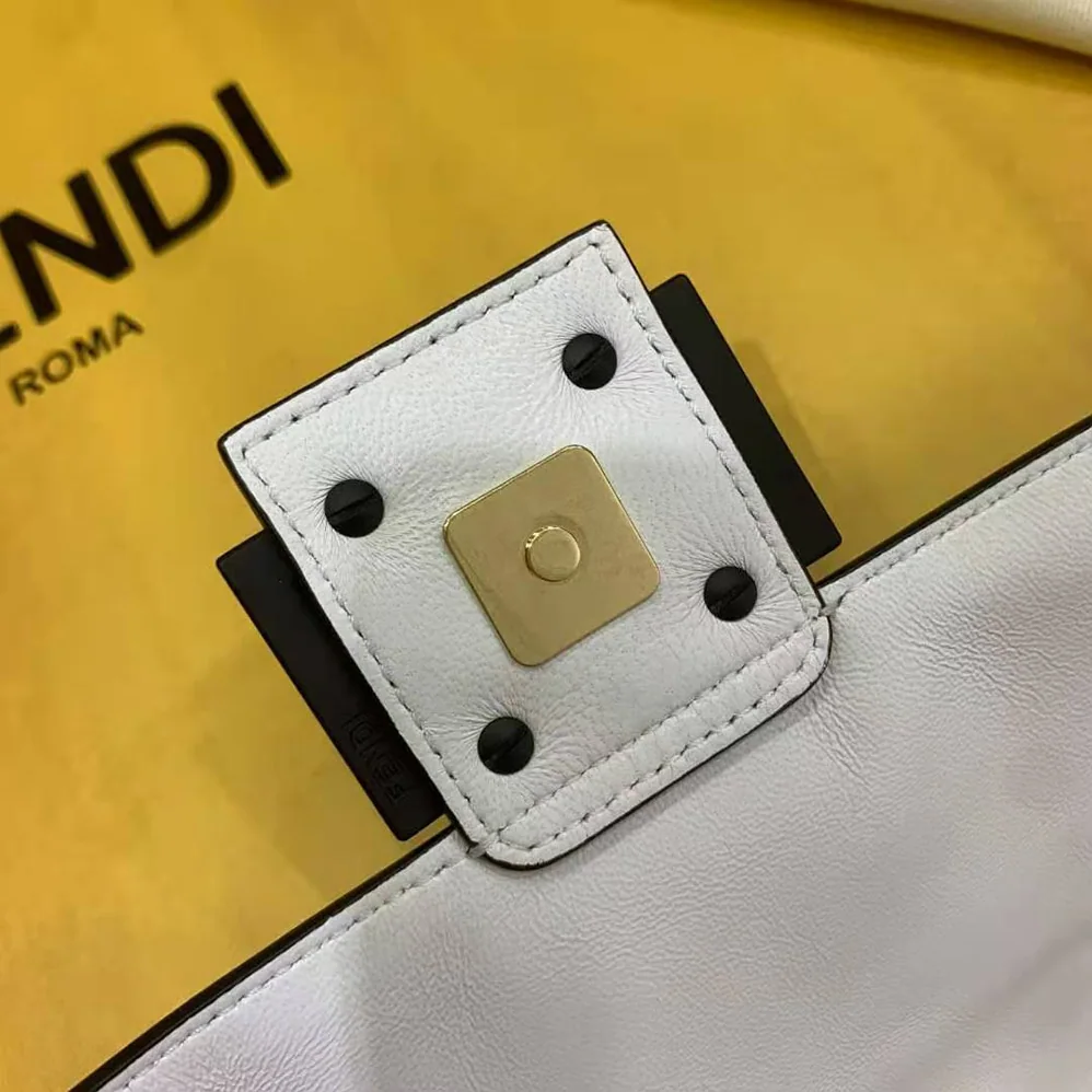 Fendi Baguette White Nappa Leather FF Print Bag for Women Fendi Baguette White Nappa Leather FF Print Bag for Women