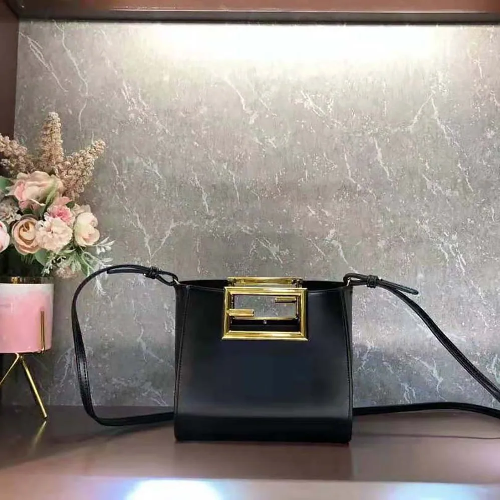 Fendi Way Small Made of Camellia-Colored Leather Bag for Women in Black Fendi Way Small Made of Camellia-Colored Leather Bag for Women in Black