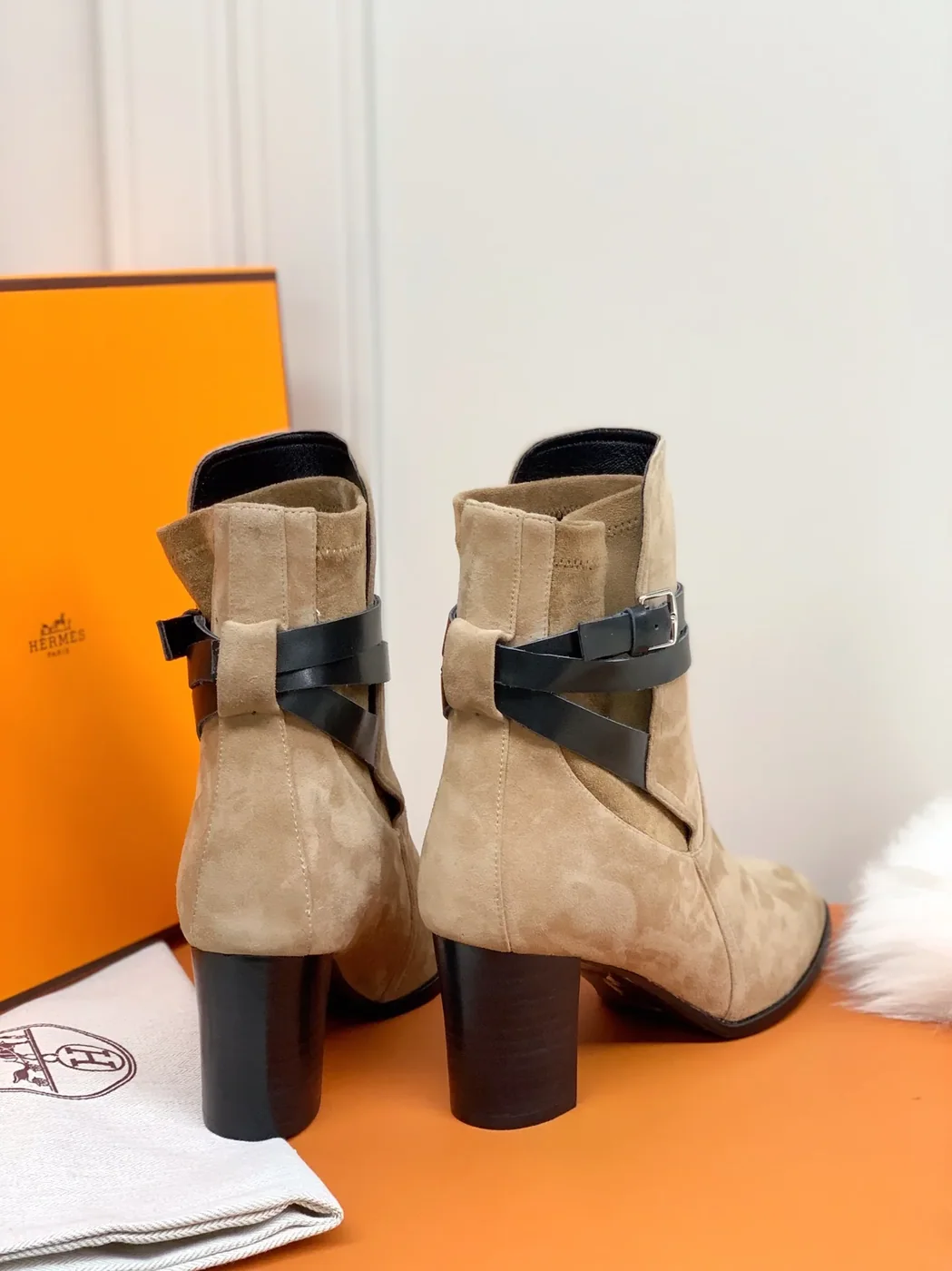 Hermes Frenchie 70 Ankle Boots Beige /