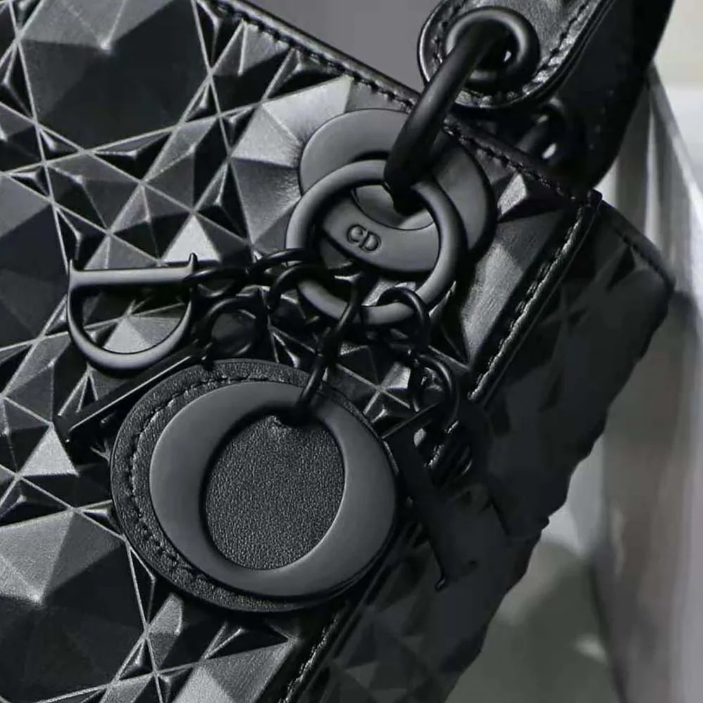Dior Mini Lady Dior Bag Black Cannage Calfskin with Diamond Motif for Women