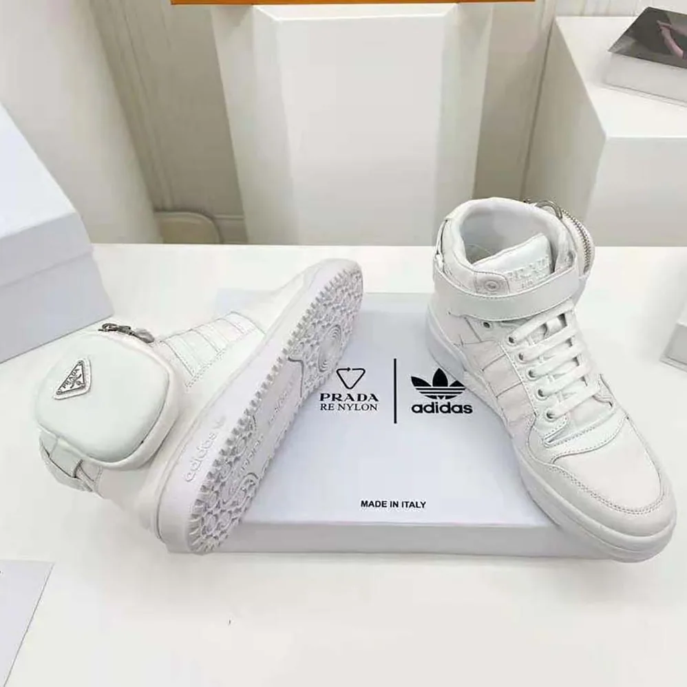 Prada Adidas for Prada Re-Nylon Forum High-Top Sneakers for Women in White