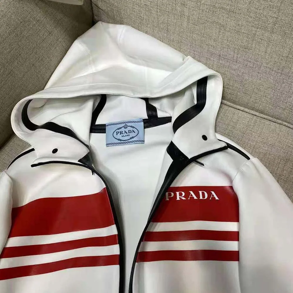 Prada Printed Technical Fabric Jacket for Men in White