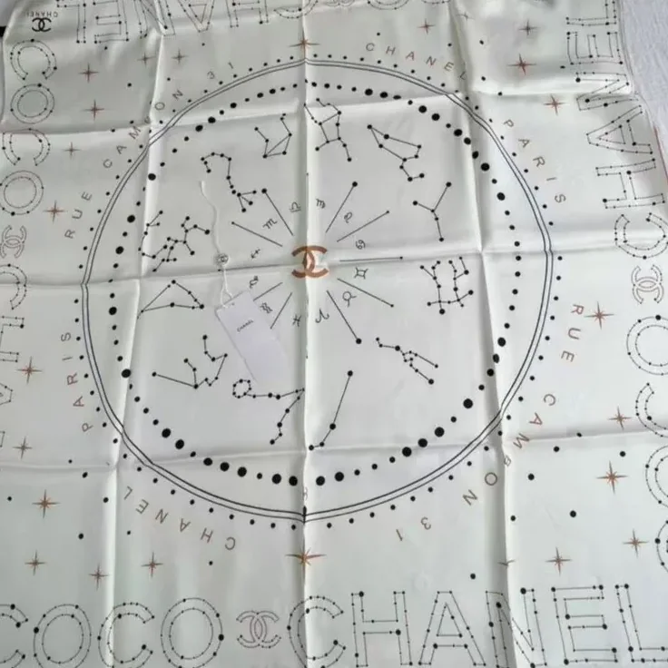 Chanel 25C Coco Square Scarf White /