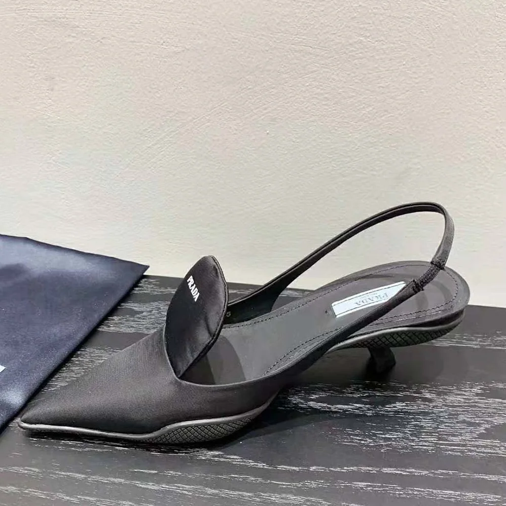 Prada Nylon Gabardine Slingback Pumps for Women in Black Prada Nylon Gabardine Slingback Pumps for Women in Black