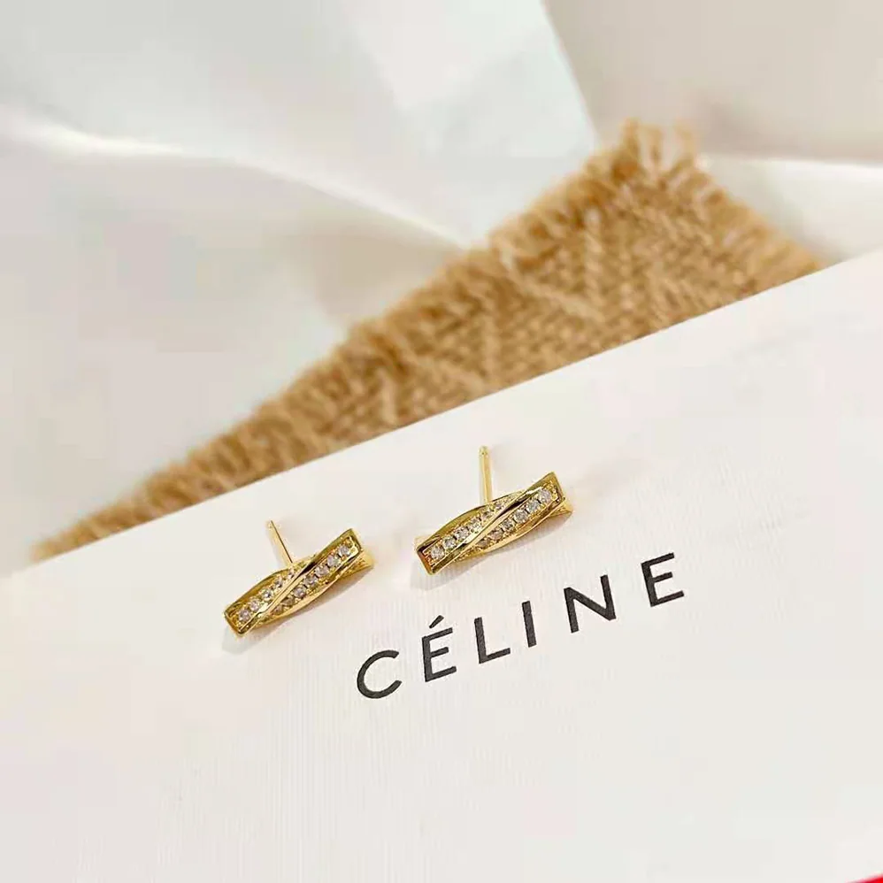 Celine Edwige Studs in Brass with Gold Finish and Crystals for Women Celine Edwige Studs in Brass with Gold Finish and Crystals for Women