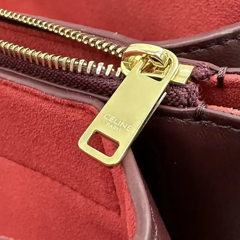 Celine Trio Flap In Smooth Lambskin for Women in Maroon Celine Trio Flap In Smooth Lambskin for Women in Maroon