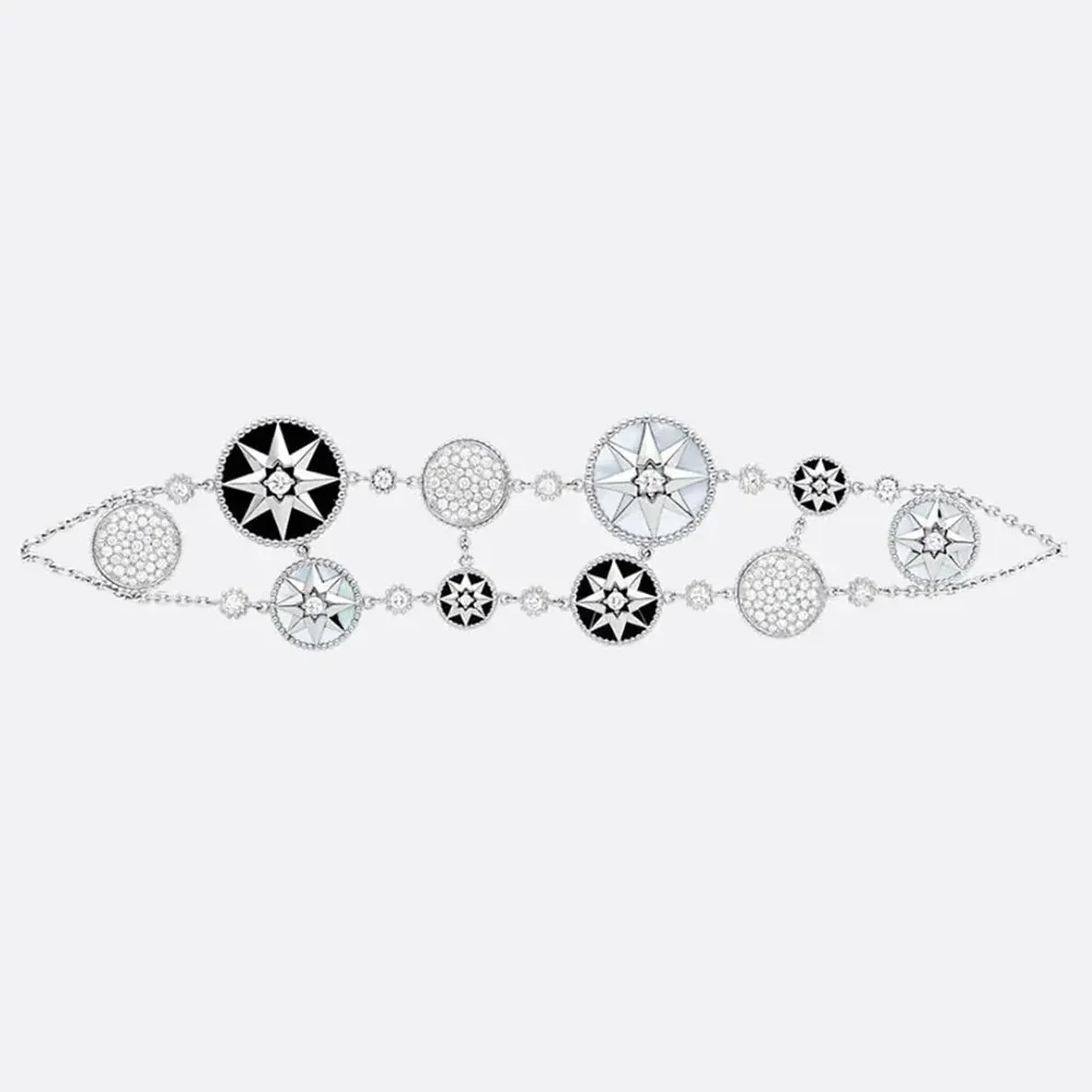 Dior Rose des Vents Bracelet White Gold Diamonds Mother-of for Women in Pearl and Onyx Dior Rose des Vents Bracelet White Gold Diamonds Mother-of for Women in Pearl and Onyx