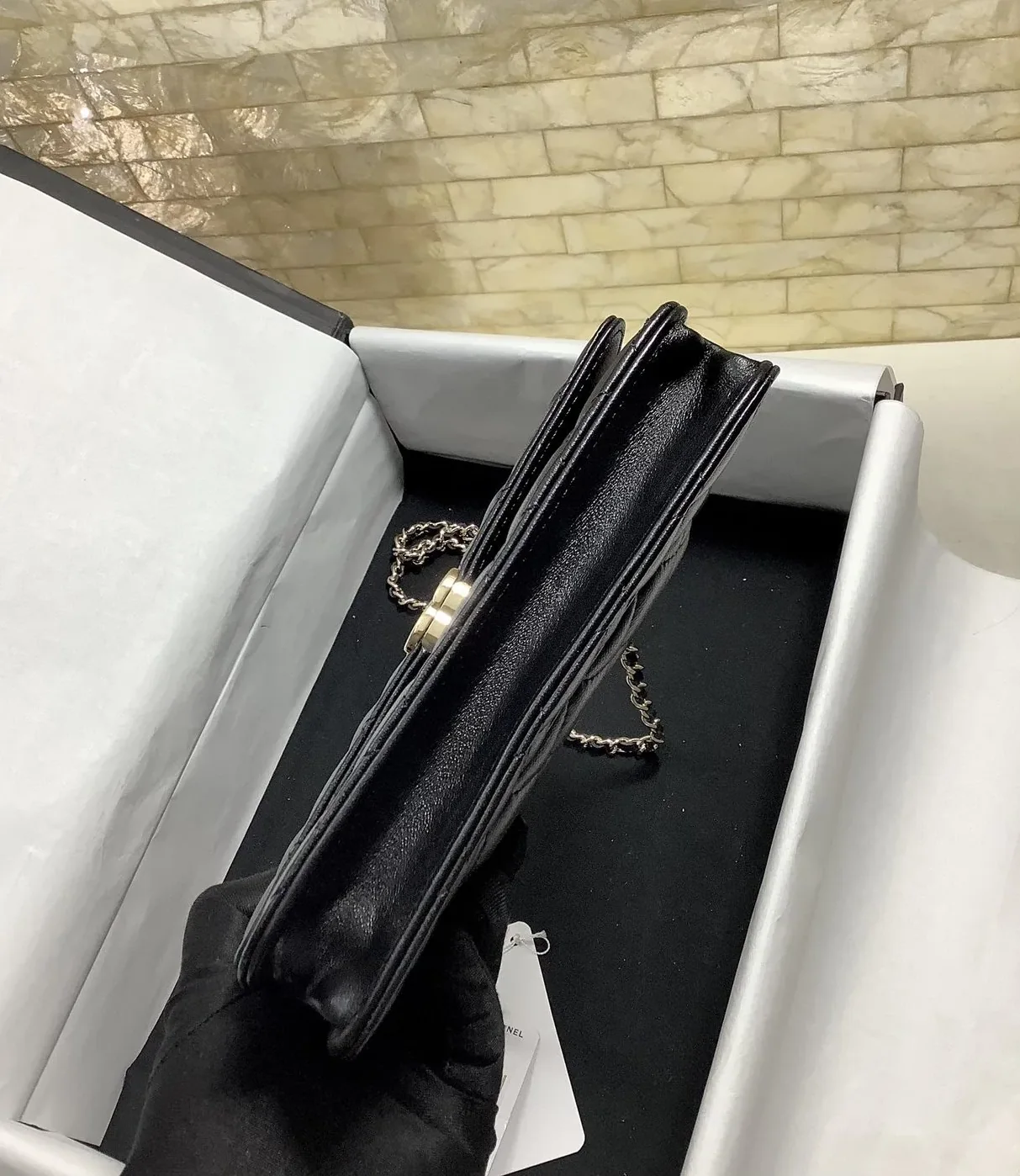 Chanel Hand-Held Oblique Cross Bag Black