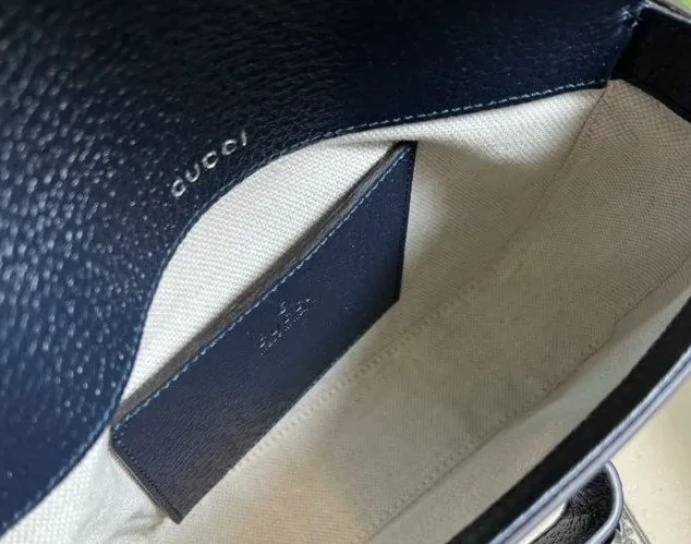 Gucci Horsebit 1955 GG Mini Bag Beige And Blue Supreme Canvas / Gucci Horsebit 1955 GG Mini Bag Beige And Blue Supreme Canvas /
