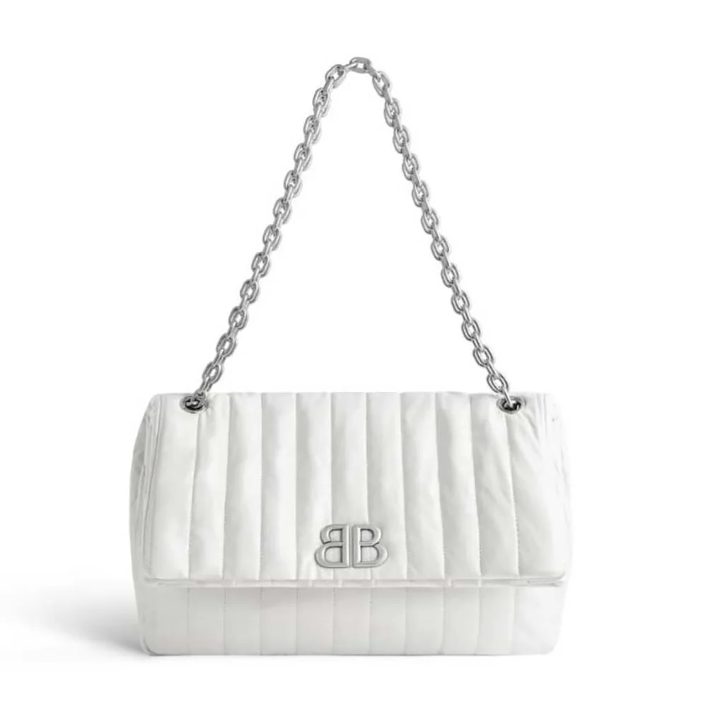 Balenciaga Monaco Medium Chain Bag Quilted in off White for Women