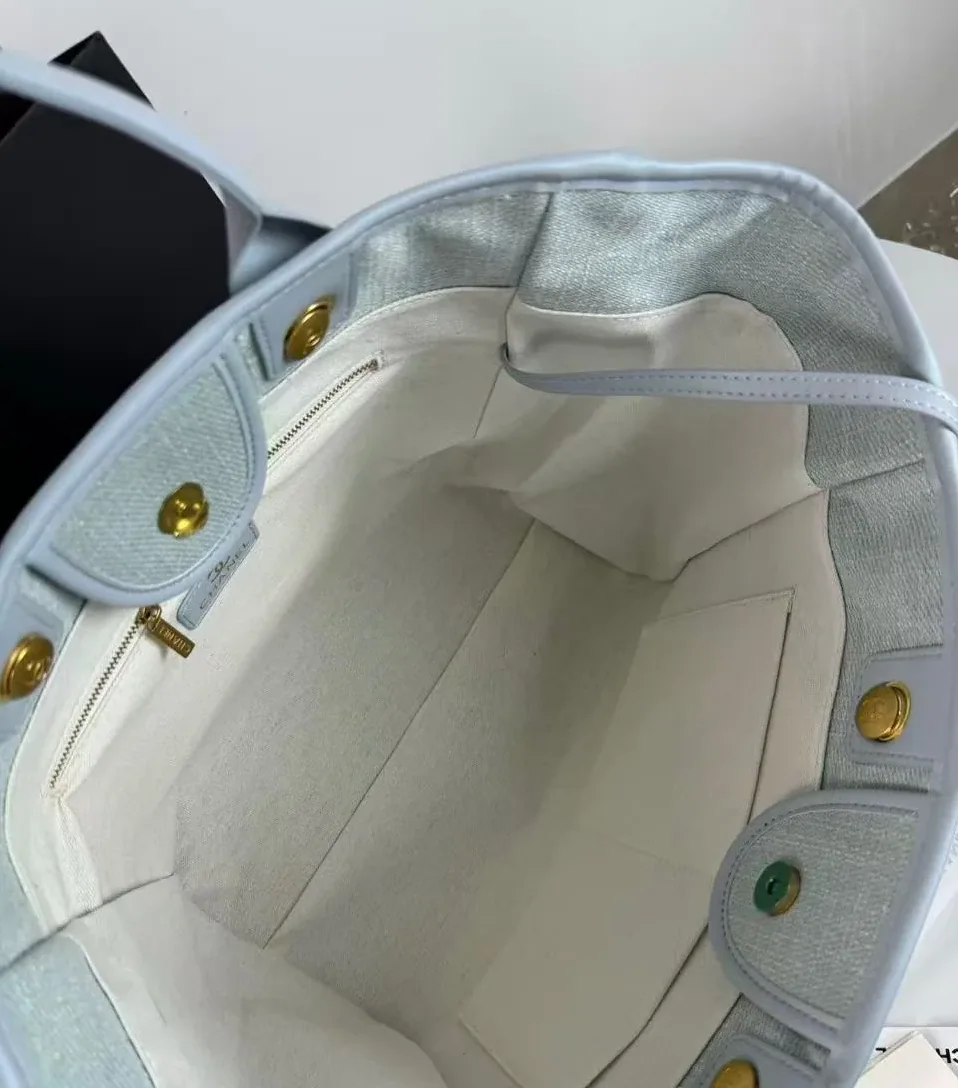 Chanel Deauville Small Tote Bag in Light Blue Gold Hardware Chanel Deauville Small Tote Bag in Light Blue Gold Hardware