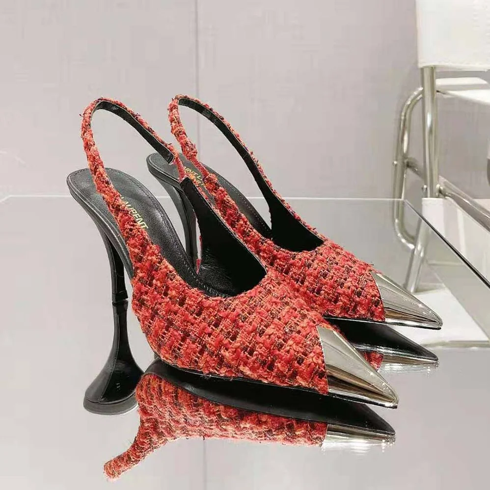 Saint Laurent YSL Vesper Slingback Pumps in Saint Laurent Tweed for Women