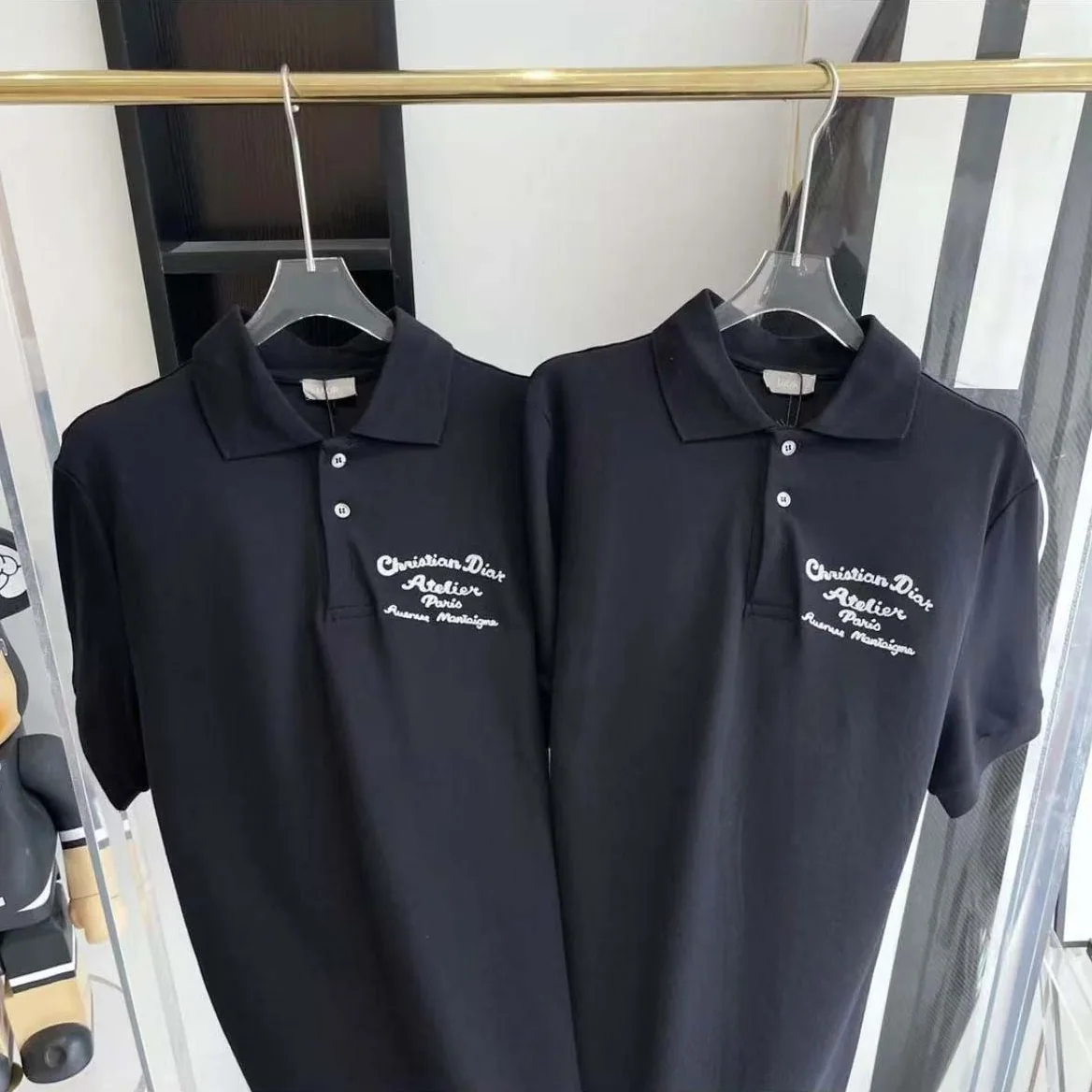 Dior Logo-embroidered Cotton Polo shirt for Men in Black Dior Logo-embroidered Cotton Polo shirt for Men in Black