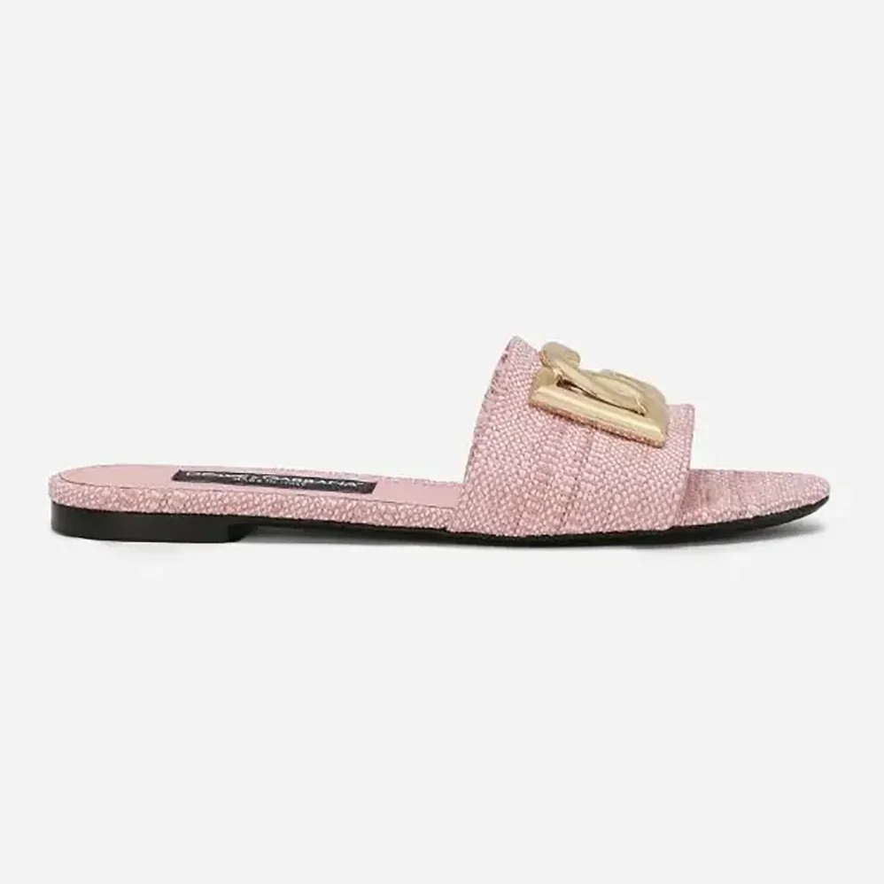 Dolce Gabbana D&G Raffia Sliders for Women in Pink