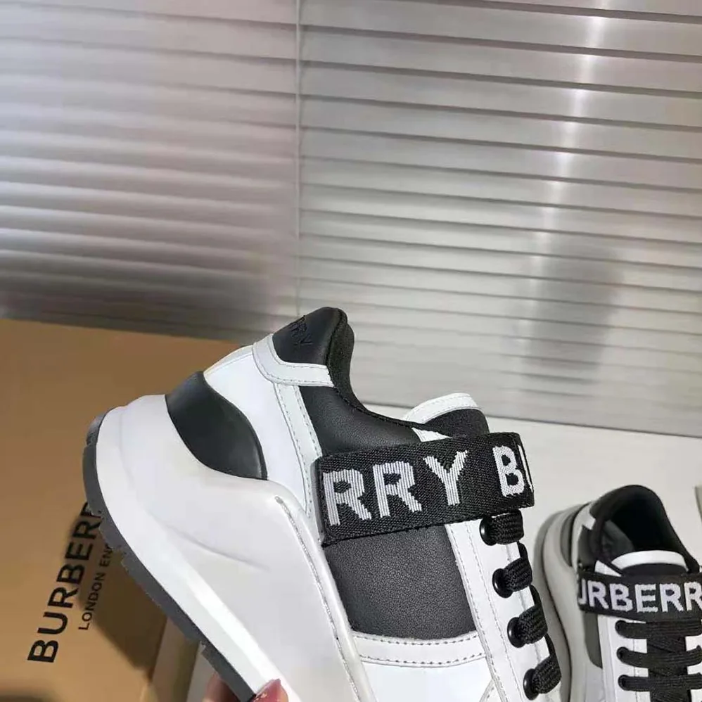 Burberry Logo Detail Leather and Nylon Sneakers for Unisex in Black Burberry Logo Detail Leather and Nylon Sneakers for Unisex in Black