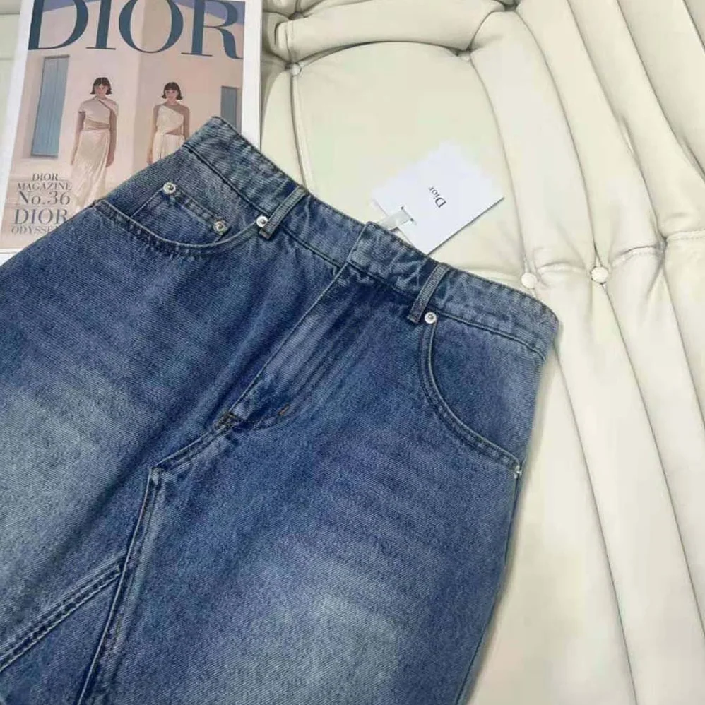Dior Flared Miniskirt Blue Stonewashed Cotton Denim for Women Dior Flared Miniskirt Blue Stonewashed Cotton Denim for Women