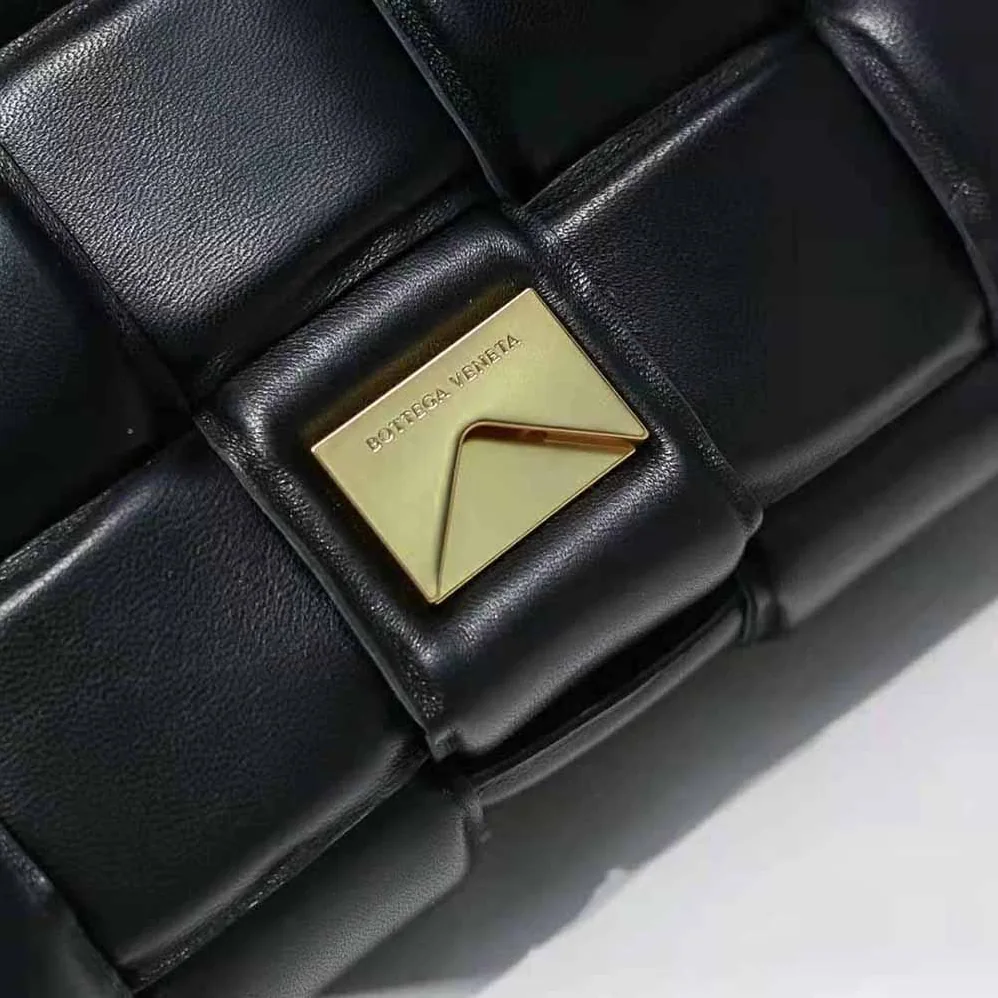 Bottega Veneta Padded Cassette Padded Intreccio Leather Cross-Body Bag for Women in Black
