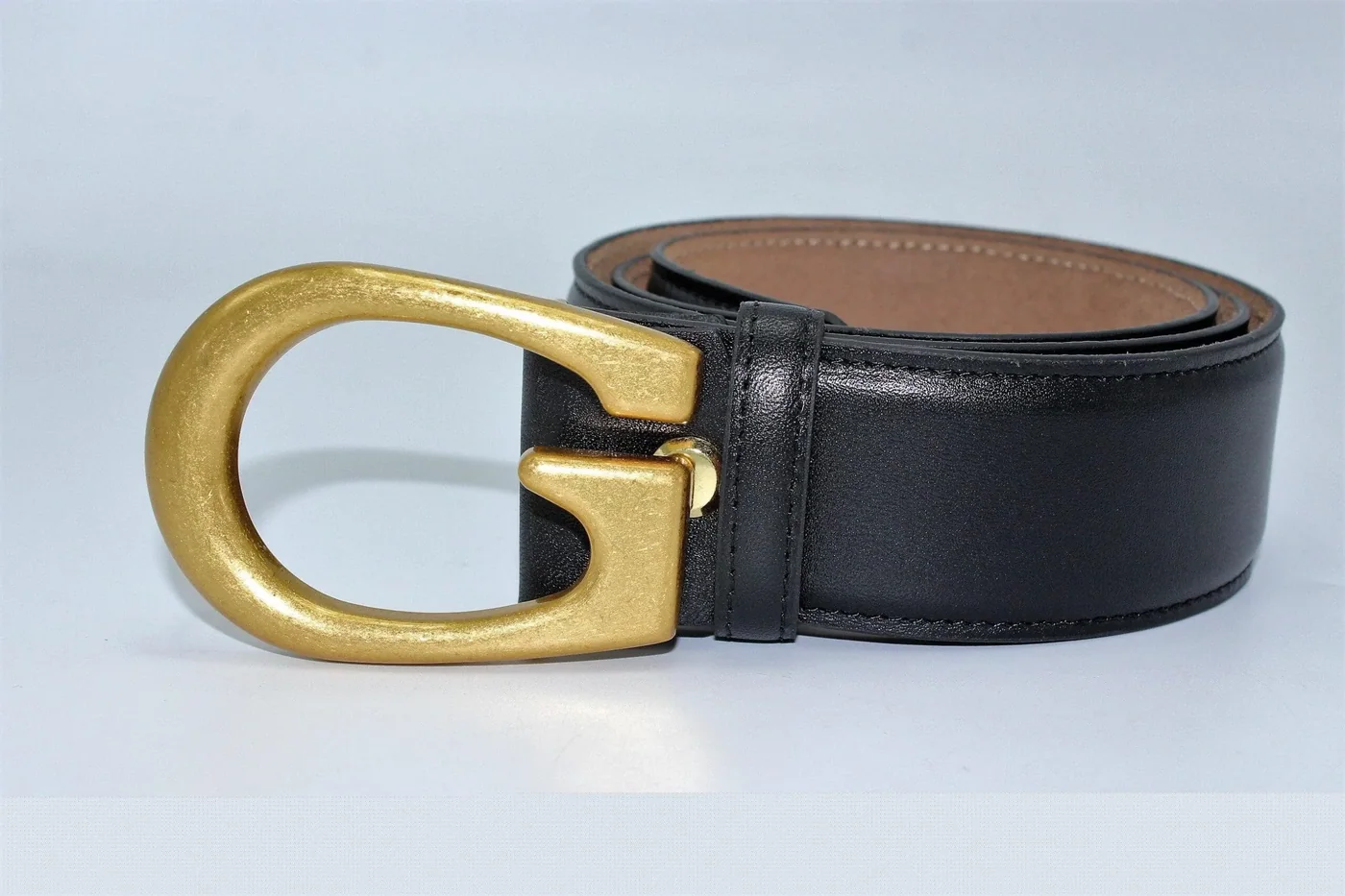 G Bronze Buckle Leather Belt