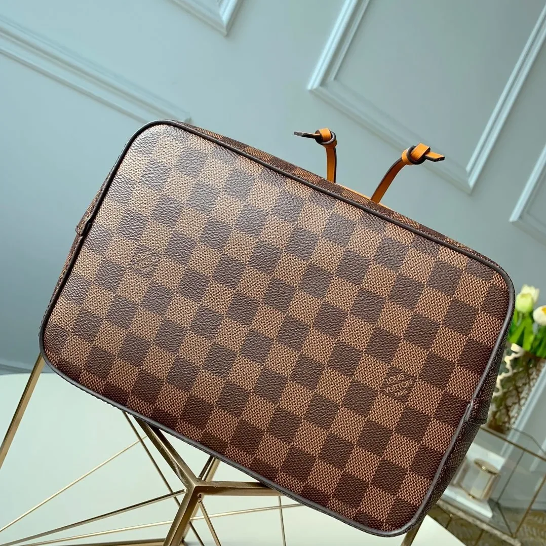 Louis Vuitton NeoNoe MM Bucket Bag Damier Ebene Canvas Safran Yellow Louis Vuitton NeoNoe MM Bucket Bag Damier Ebene Canvas Safran Yellow
