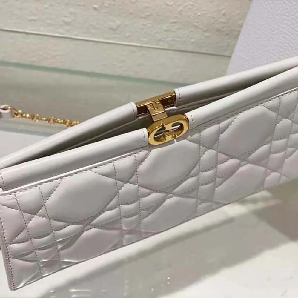 Dior Dior Caro Colle Noire Clutch with Chain Latte Cannage Lambskin for Women Dior Dior Caro Colle Noire Clutch with Chain Latte Cannage Lambskin for Women