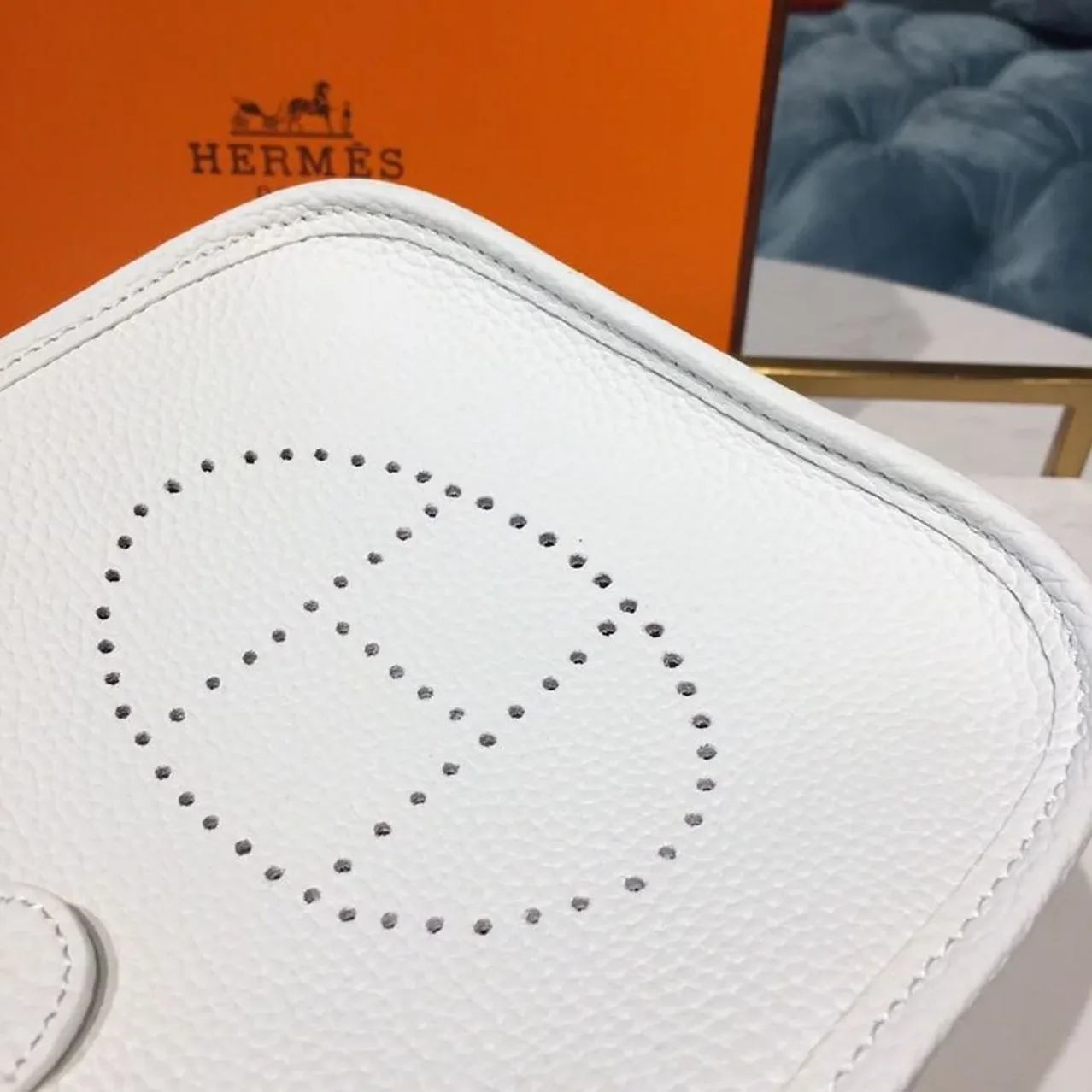 Hermes Evelyne II TPM Bag White Silver Toned Hardware /