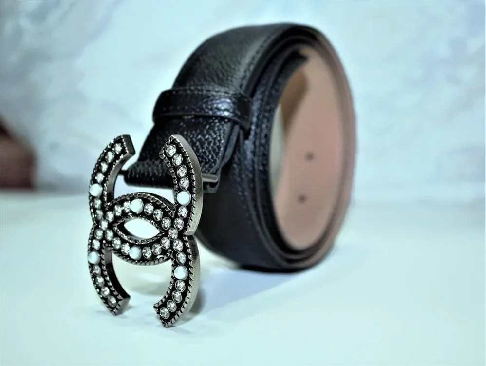 Caviar Pattern Amazing Belt SiAmazinger Diamond Buckle