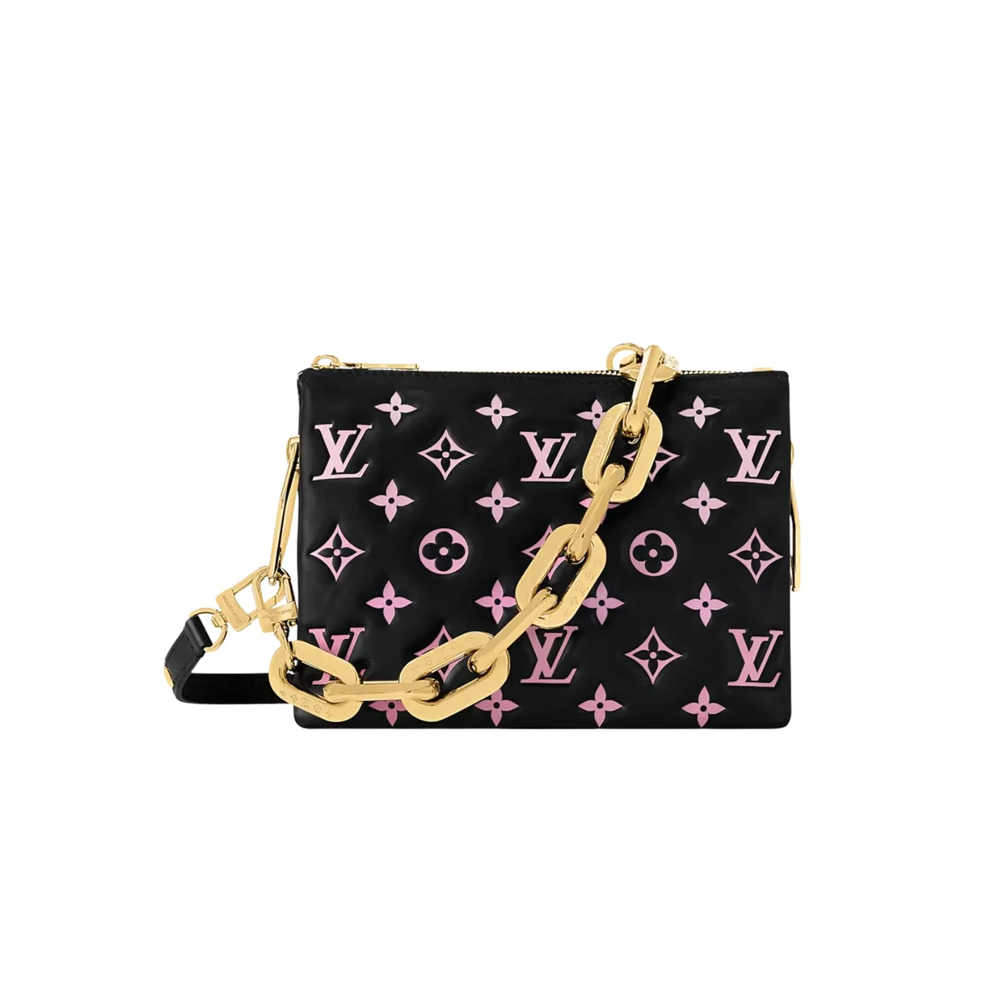 Louis Vuitton Coussin BB Shoulder Bag in Black/Pink Gold Hardware