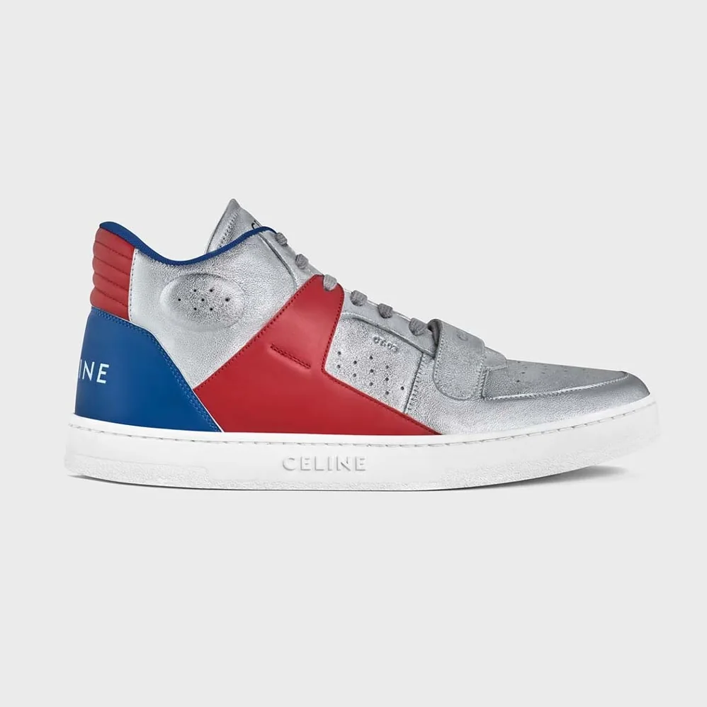 Celine CT-02 Mid Sneaker with Scratch in Metallic Calfskin and Calfskin for Men Celine CT-02 Mid Sneaker with Scratch in Metallic Calfskin and Calfskin for Men