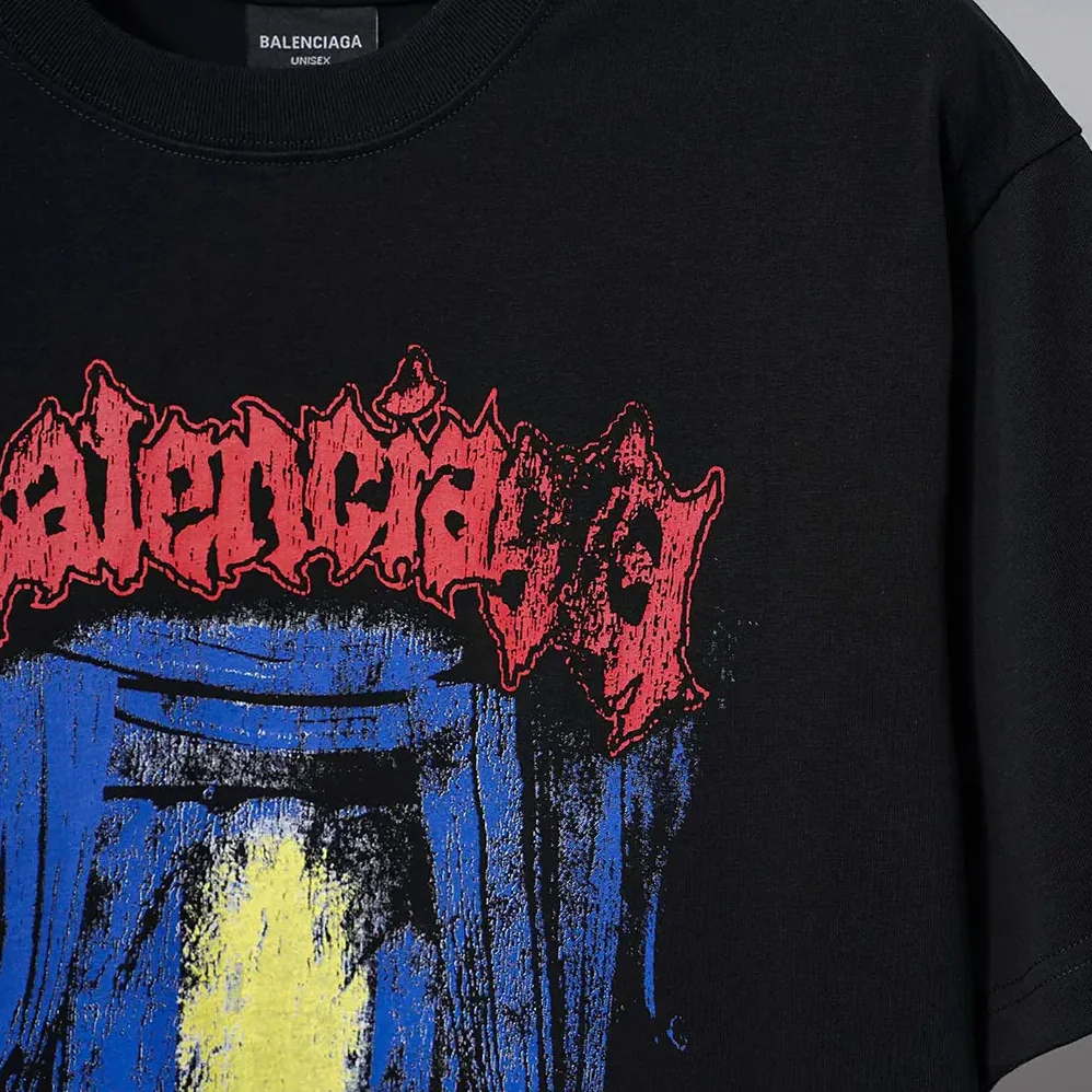 Balenciaga Salon De Couture Medium Fit T-Shirt in Black Dry Jersey for Men Balenciaga Salon De Couture Medium Fit T-Shirt in Black Dry Jersey for Men
