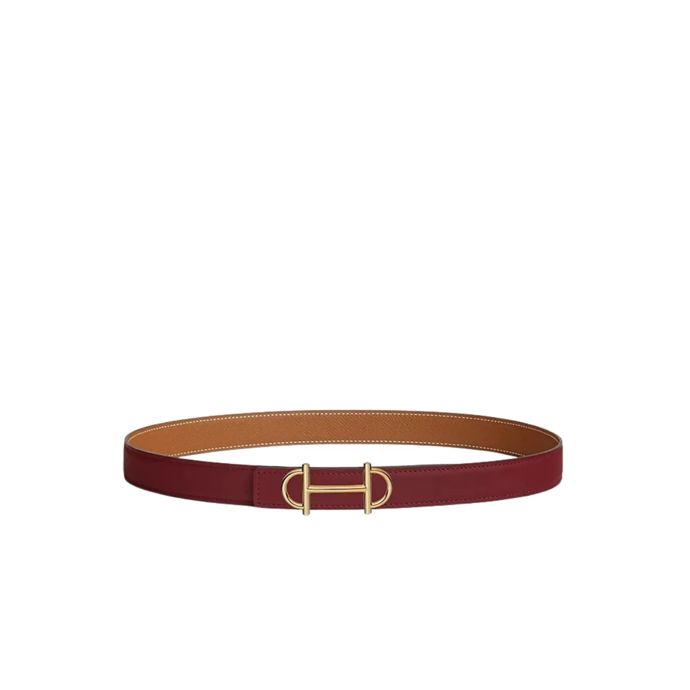 Hermes Gamma Reversible Belt Rouge H in Brown