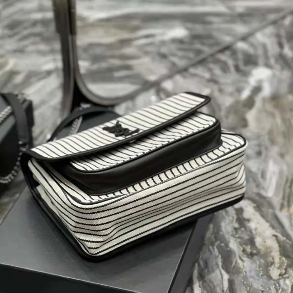 Saint Laurent YSL Niki Medium Chain Bag in Canvas for Women in Black